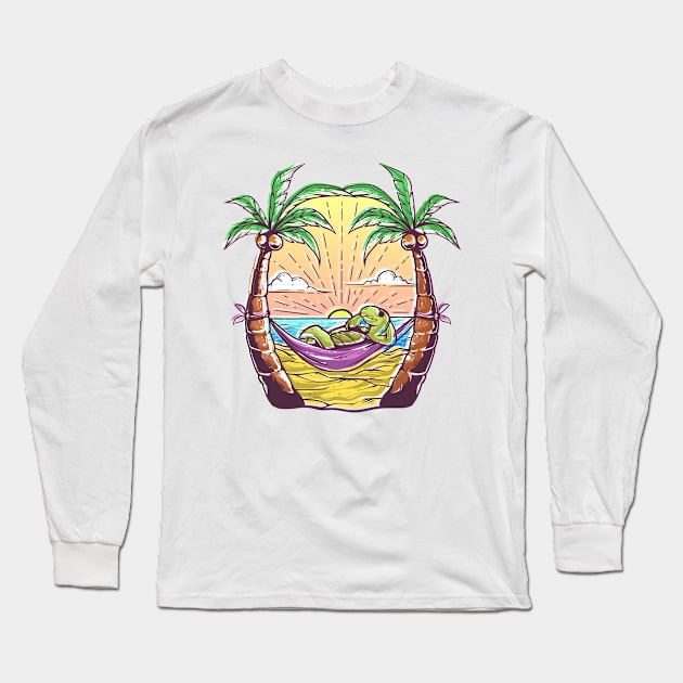 Turtle Enjoy Sunset Long Sleeve T-Shirt by Mako Design 